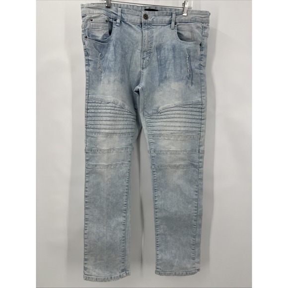 Wt02 Other - WT02 Jeans Mens 40x31 Blue Acid Wash Stretch Urban Streetwear Straight Fit Distr